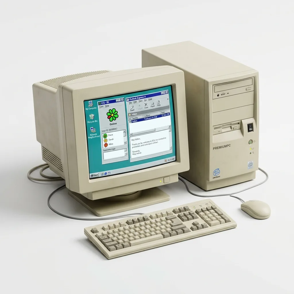 1995-era computer with ICQ